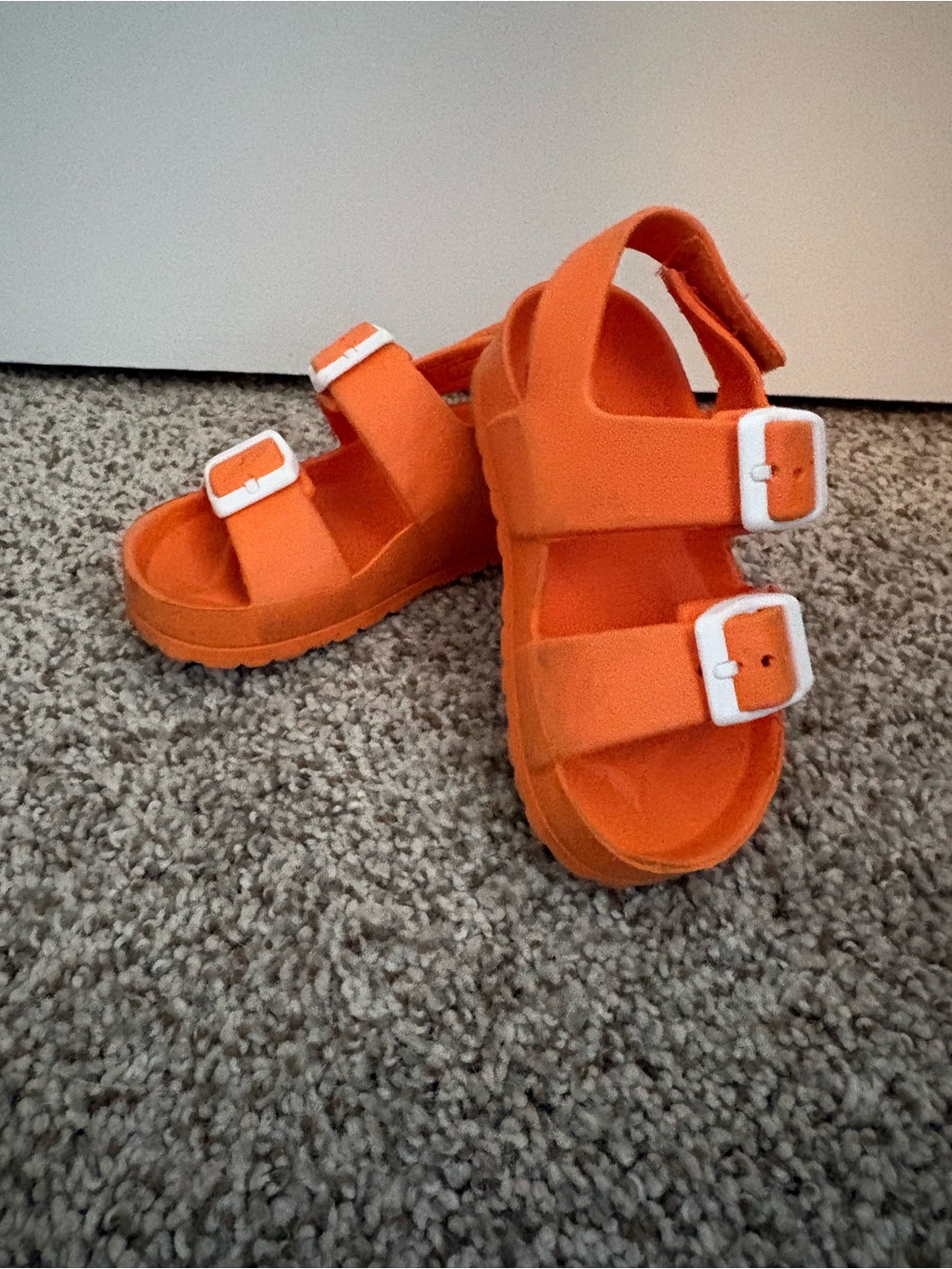 Toddler Orange Double Buckle Sandals | Size 5/6 | Lightweight Summer Shoes